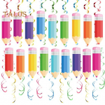 18 vnt. Grįžimo į mokyklą kreidelių pakabinamų sūkurių dekoracijų su i&scaron;kirptomis kortelėmis Sveiki sugrįžus į mokyklą lubų sūkurių klasės dekorui 48pcs