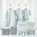 Naujagimio dovanų dėžutė: Grynos medvilnės pavasario ir rudens drabužių komplektas berniukams ir mergaitėms Newborn White Bear Gift Box