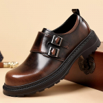 Madingi Retro vyri&scaron;ki poliruoti dideli pir&scaron;tai odiniai batai rudeniniai vyri&scaron;ki sagtis Patogūs storapadžiai laisvalaikio batai Mengke Trendy Shoe 38