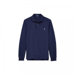Polo Ralph Lauren FW22 Vienspalvis su i&scaron;siuvinėtu logotipu Pusės sagų Megztinis Ilgomis Rankovėmis Polo Mar&scaron;kinėliai Vyri&scaron;ki Vir&scaron;utiniai Drabužiai Tamsiai Mėlynas MNPOKNI16810128-B82 XS