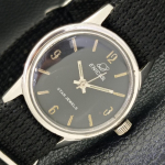 VINTAGE ENICAR STAR JEWELS MECHANINIS &Scaron;VEICARI&Scaron;KAS VYRI&Scaron;KAS LAIKRODIS JUODU Ciferblatu a436437-2 R129-a436437