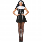M-XL Helovino kostiumas, cosplay, vienuolės kostiumas, vienuolė, cosplay, scenos pasirodymo uniforma XL juoda