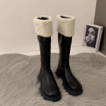 Trumpi pliu&scaron;iniai moteri&scaron;ki auk&scaron;takulniai batai madingi kvadratiniai auk&scaron;takulniai moteri&scaron;ki eleganti&scaron;ki nugaros užtrauktukai Ilgi riterių bateliai žieminė moteri&scaron;ka avalynė 35
