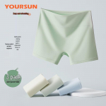 Yiershuang Women's High-Waist Cotton Crotch Tummy Control Boy Shorts 3-Pack 2XL