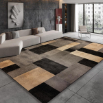 Modernus Juodai Rudas Geometrinis Kilimas Svetainės Dekoras Miegamojo Lovos &Scaron;oninė Mink&scaron;ta Grindų Kilimėlis Namų Sofos Neslystantys Dideli Kilimai Pritaikomas 1.9x2.9ft(60x90cm)