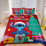 Mickey Stitch Antklodės užvalkalas Minnie Linksmų Kalėdų Animacinis patalynės komplektas Vienvietis Dvigulis Vaikams &Scaron;ventinės dovanos Miegamojo dekoras 140x210cm 3PCS
