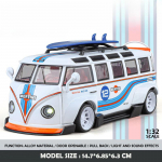 Simuliacija 1/32 mastelio Volkswagen T1 furgono modelis Garsas &Scaron;viesa Autobusas Žaislinė transporto priemonė Vaikams Berniukui Gimtadienio dovana Miniatiūrinis automobilis balta