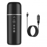 12V 24V automobilio &scaron;ildymo puodelis elektrinis virdulys nerūdijančio plieno i&scaron;manusis temperatūros valdymas jutiklinis LCD ekranas kelioninis kavos puodelio &scaron;ildytuvas juoda