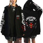 Naujas Anime Hellfire Club Užtraukiamas Džemperis Vyrams Moterims Harajuku Ilgomis Rankovėmis Megztinis Vir&scaron;utinė Dalis Džemperis Dovana XS juoda