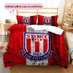 Stoke City FC Ra&scaron;tas Patalynės Antklodės Rinkinys Namų Dekoras Dovana (1 * antklodės užvalkalas + 2 * pagalvės užvalkalai be &scaron;erdies) 135x200cm