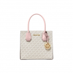 Michael Kors MK Mercer Klasikinis Monogramos Spalvų Bloko Odinis Akordeono Formos Peties Rankinė per Kūną Vidutinio Dydžio Moteri&scaron;kos Rankinės 35S1GM9M2B-POWDER-BLUSH Basic Set (Bag+Dust Bag)