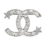 Chanel Klasikinis Dvigubas C Cirkonio Žvaigždės Sagė Moteri&scaron;ki Aksesuarai Sidabrinis AB3367-B02390-N5957 Box+Padding Board,F,Silver