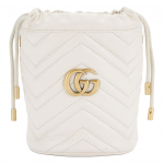 Gucci Gg Marmont Auksinis Logotipas Rai&scaron;teliu Užsegamas Grandinėlė Dygsniuota Oda Kibiro Formos Krep&scaron;ys Per Petį Mini Moteri&scaron;kas Baltas Basic+Dust Bag balta
