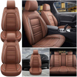 Universal 5-Seat PU Leather Car Seat Covers Full set Front Rear Seat Cushion Anti-scratch Protection Four Season kava