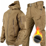 Žieminiai vandeniui atsparūs striukių komplektai vyrams lauko softshell žygio striukės kostiumas flisinės kargo kelnės XS