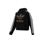 Adidas Originals Trefoil Logo Leopard Print Trumpi Moteri&scaron;ki Džemperiai Su Palaidine, Juodi GT5223 S