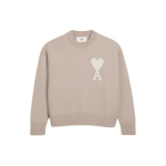 Amiparis &Scaron;irdelių ra&scaron;to merino vilnos laisvalaikio megztinis su apvalia apykakle Unisex megztinis Smėlio spalvos UKS006018-2713 XS white