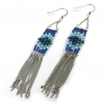 Les Tr&eacute;sors De Lily [N3145] - Boucles Cr&eacute;ateur 'Alta&iuml;' bleu argent&eacute; mėlyna