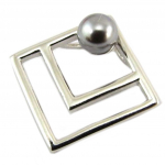 Les Tr&eacute;sors De Lily [P8023] - Pendentif Argent 'Perla' gris argent&eacute; (rhodi&eacute;) - 12x12 mm pilka
