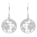 Les Tr&eacute;sors De Lily [Q5055] - Boucles cr&eacute;ateur acier 'Mappemonde' argent&eacute; - 12x12 mm sidabras