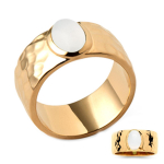 Bague Plaqu&eacute; Or 'Cleopatra' pierre de lune dor&eacute; - 10 mm