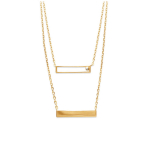 Les Tr&eacute;sors De Lily [Q6283] - Collier double Plaqu&eacute;-Or 'Identit&eacute;' blanc dor&eacute; - 40 et 45 cm