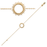 Les Tr&eacute;sors De Lily [Q6297] - Bracelet Plaqu&eacute; Or 'Cl&eacute;opatra' dor&eacute; - 18 cm 16 mm (soleil) auksas
