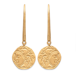 Les Tr&eacute;sors De Lily [Q6622] - Boucles Plaqu&eacute; Or 'Cl&eacute;opatra' dor&eacute; - 12 mm (visage greco-romain)
