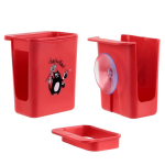 Les Tr&eacute;sors De Lily [Q4788] - Porte-&eacute;ponge 'Chats' rouge (chat brillant) - 8. 5x10x7 cm