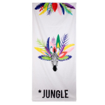 Les Tr&eacute;sors De Lily [Q9032] - Serviette de plage cr&eacute;ateur 'Tropical' blanc multicolore (z&egrave;bre - jungle) - 150x70 cm balta