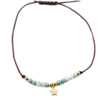 Les Tr&eacute;sors De Lily [R0139] - Bracelet acier 'Une Etoile est N&eacute;e' turquoise dor&eacute; - &eacute;toile 7 mm turkis