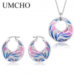 UMCHO 925 Sterling Sidabro smaragdo rankų darbo papuo&scaron;alų rinkiniai moterims