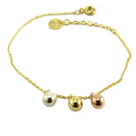 7bis [Q6077] - Bracelet artisanal 'Boho' dor&eacute; tricolore - 15x5 mm auksas