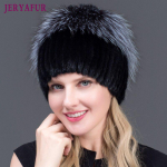 JERYAFUR Tikros sidabrinės lapės kailio kepurė Moteri&scaron;ka Natūralaus audinės kailio Žieminės kepuraitės Moterims Rožių Kalnų kri&scaron;tolų mi&scaron;rainių spalvų pupelės balta
