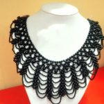 Perlų karoliukų nėrinių apdailos apykaklės juostelės Moteri&scaron;ki karoliai Vestuviniai papuo&scaron;alai drabužiams Vestuvinė suknelė juoda