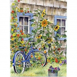 Kra&scaron;tovaizdis &bdquo;pasidaryk pats&ldquo; 5D deimantų tapybos kryžminio dygsnio rinkinys, mozaika, graži rožinė gėlė, dviratis, deimantinis siuvinėjimas, namų dekoravimo dovana Full Round 20X30CM