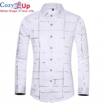 Cozy Up Autumn Auk&scaron;čiausios kokybės vyri&scaron;ki Boutique mar&scaron;kinėliai Laisvalaikio languoto spausdinimo ilgomis rankovėmis vyri&scaron;ki verslo socialiniai mar&scaron;kiniai
