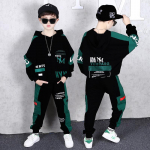 Hiphopo berniukų drabužių rinkinys, vaiki&scaron;kas spausdinimas sportinė apranga vaiki&scaron;ka megztinis su gobtuvu + kelnės 2 vnt. kostiumas 120cm ruda
