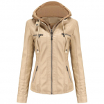 Moteri&scaron;ka dirbtinės odos striukė su nuimamu gobtuvu Motocross Racer Biker Double Zip Slim PU Motociklo trumpas Moto paltas Classic Bomber Vir&scaron;utiniai drabužiai S-4XL S