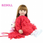 BZDOLL 24 colių mink&scaron;tas silikoninis Reborn Toddler žaislai lėlėms mergaitėms 60 cm puo&scaron;niai apsirengti ilgais plaukais princesė apsirengti kaip gyva vaiko gimtadienio dovana