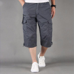 Vyri&scaron;ki laisvalaikio kelių ki&scaron;enių &scaron;ortai Vasaros laisvalaikio elastinės ilgos kelnės 3XL tamsiai pilka spalva