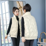 Moterų rudens žiemos dirvožemio spalvos laisvi stori vir&scaron;utiniai drabužiai medvilniniai pamink&scaron;tinti gobtuvai be rankovių &scaron;ilta striukė, palto liemenė M smėlis