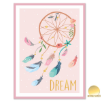 Les Tr&eacute;sors De Lily [A0724] - Toile enfant 'Dream' rose (attrape-r&ecirc;ves- dreamcatcher) - 40x30 cm