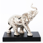 Les Tr&eacute;sors De Lily [A1413] - Figurine m&eacute;tal 'El&eacute;phant' argent&eacute; noir - 19x19x9 cm