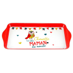 Les Tr&eacute;sors De Lily [R6566] - Plateau &agrave; cake m&eacute;lamine 'Maman' orange blanc (la plus Chouette Maman du monde) - 30x15 cm
