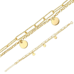 Les Tr&eacute;sors De Lily [R4992] - Bracelet Argent artisanal 'Cl&eacute;opatra' dor&eacute; - 6 mm (2 rangs) trombone