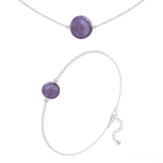 Les Tr&eacute;sors De Lily [R5980] - Parure argent artisanal 'Mineralia' am&eacute;thyste argent&eacute; - 10 et 8 mm (collier & bracelet)