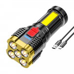 5 LED žibintuvėlis ne&scaron;iojamas didelio &scaron;viesos srauto darbo žibintas USB įkraunamas žibintas su 4 &scaron;oninio ap&scaron;vietimo režimais auksas