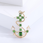 Blucome 2023 Summer Green Boat Anchor Sagė Bart Style Corsage Vintažiniai universalūs smeigtukų drabužių priedai žalia