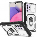 Dizaino dėklas, skirtas Samsung A33 A53 S23 S22 S21 Ultra Fe Plus 360 viso korpuso tvirtas apsauginis stumdomas fotoaparato stovo apsauginis dangtelis Samsung F12 balta